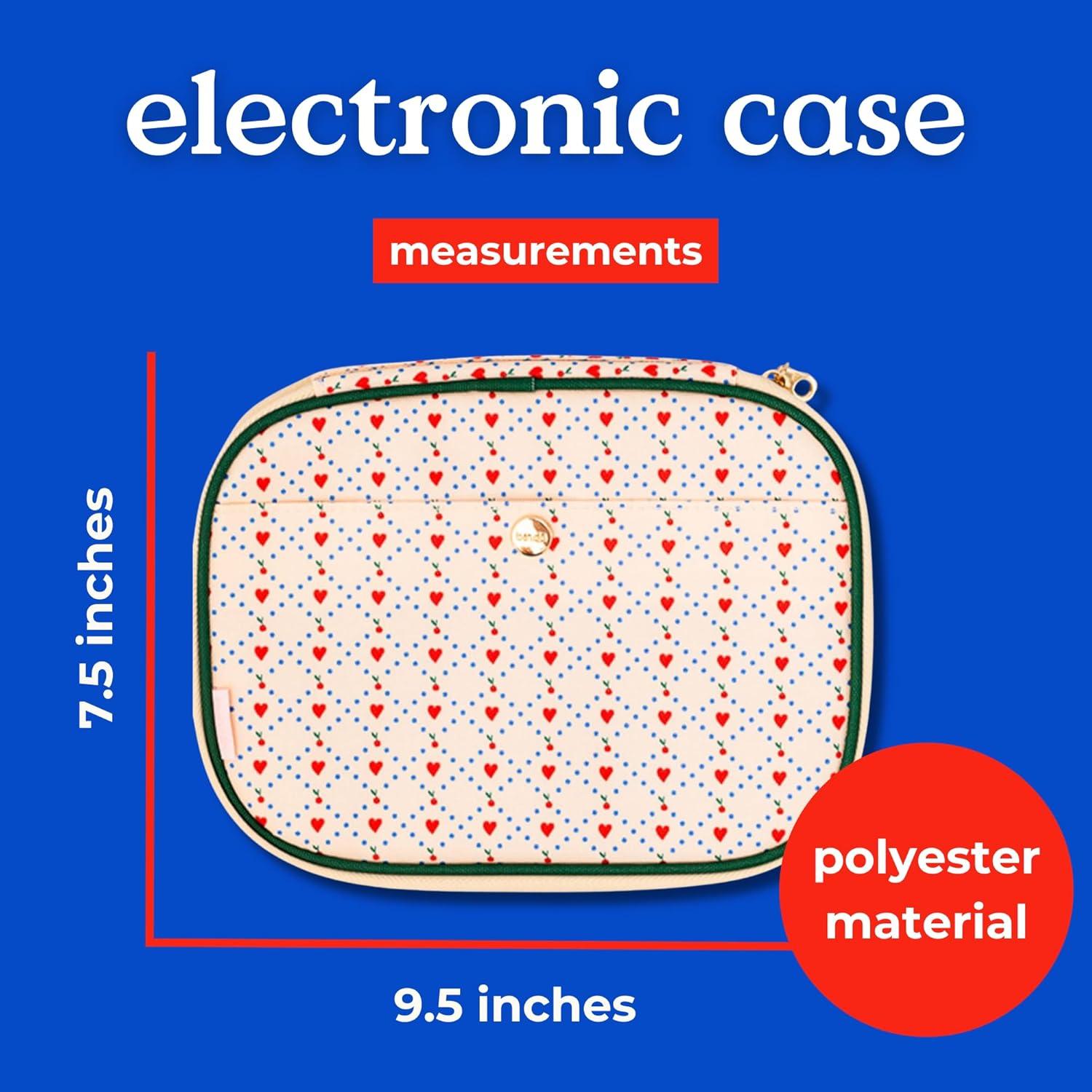 imagebando Electronic Organizer Travel Case Lightweight Zipper Mobile Tech Pouch with Pockets and Cord Elastics Cherry Hearts