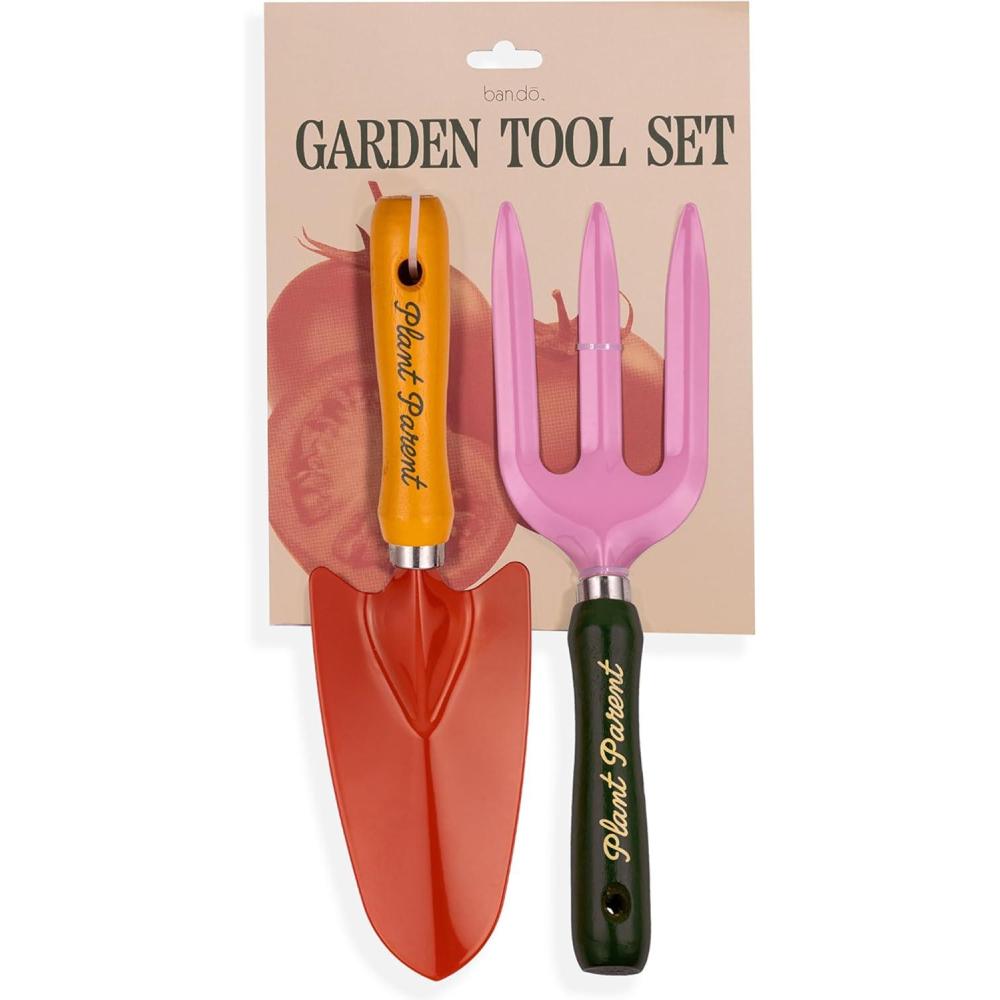 imagebando 2 Piece Gardening Hand Tools Cute Garden Tool Set Includes Hand Rake and Trowel with Beech Wood Handles Plant Parent