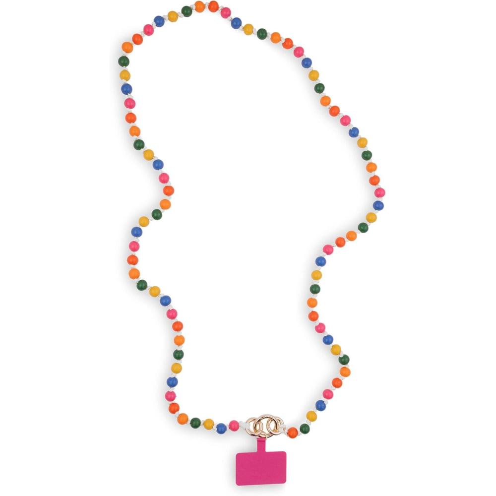 imagebando Beaded Crossbody Phone Lanyard Wooden Bead Lanyard with Carabiner Rainbow Beads