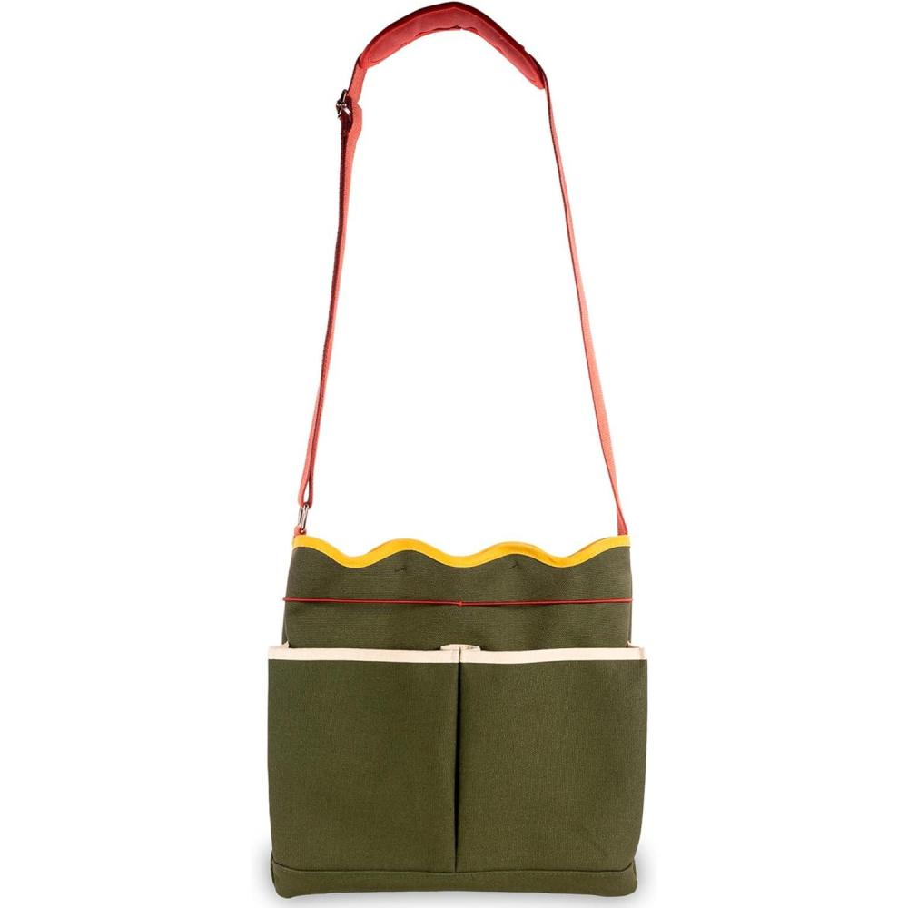 imagebando Garden Tool Bag Cotton Canvas Outdoor Bag with EVA Lining and Scalloped Edges Colorblock
