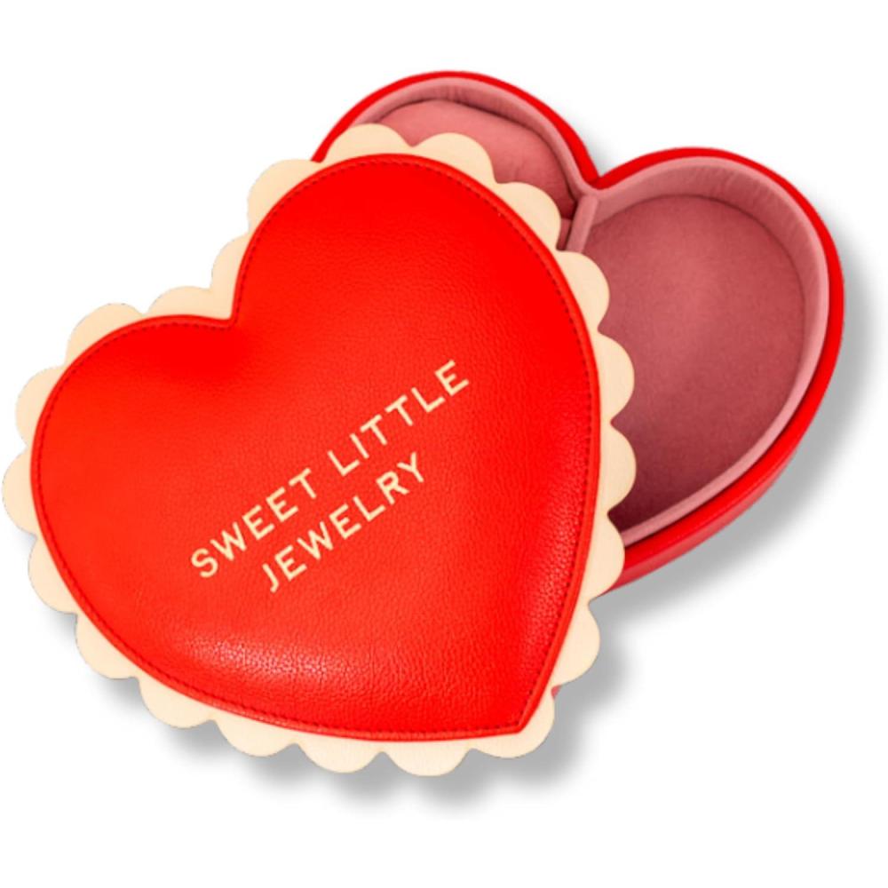 imagebando Heart Shaped Vegan Leather Jewelry Organizer Box Travel Jewelry Case for Earrings Necklaces and Bracelets