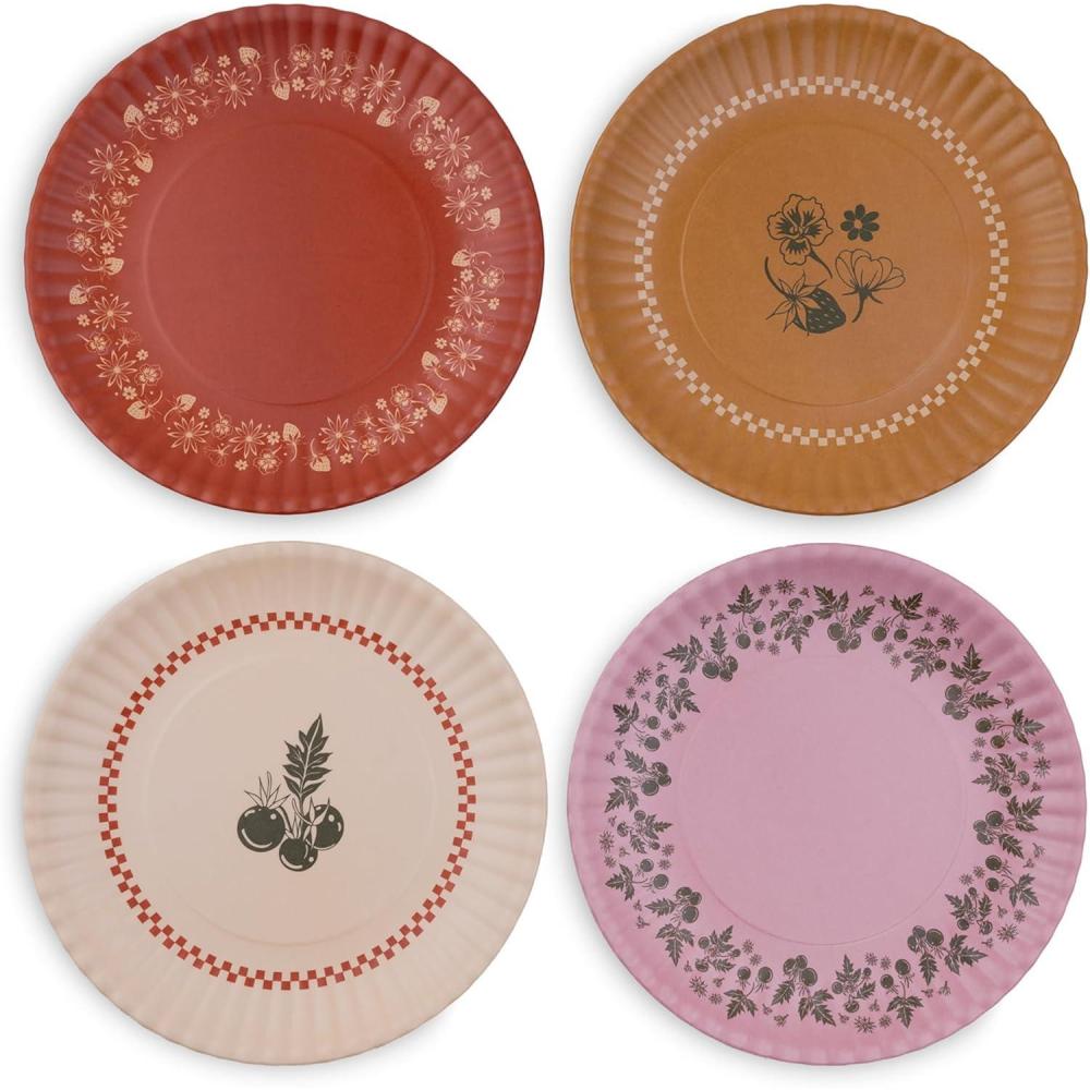 imagebando Melamine Dessert Plates Small Plates with Ridged Texture for Tapas or Appetizers Set of 4 GardenGarden
