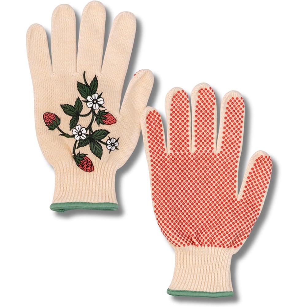 imagebando One Size Fits Most Gardening Gloves Cute Outdoor Gloves with Silicone Gripper Dots Strawberries