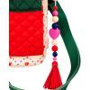 ban.do Quilted Bottle Holder Bag, Water Bottle Bag Crossbody with Adjustable Sling and Open Front Pocket, Cherry Hearts