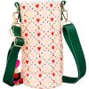 ban.do Quilted Bottle Holder Bag, Water Bottle Bag Crossbody with Adjustable Sling and Open Front Pocket, Cherry Hearts