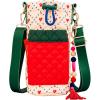 ban.do Quilted Bottle Holder Bag, Water Bottle Bag Crossbody with Adjustable Sling and Open Front Pocket, Cherry Hearts