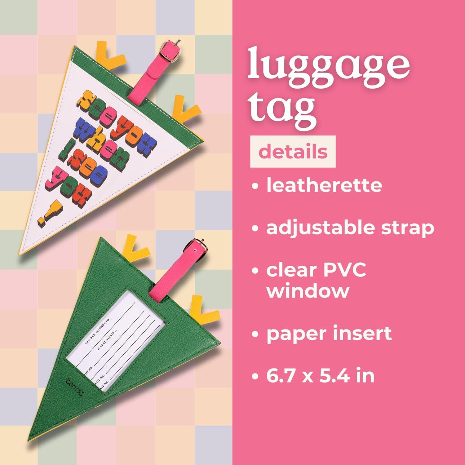 imagebando Getaway Vegan Leather Luggage Tag Large Novelty Luggage Identifier Cute Suitcase Tag Pennant