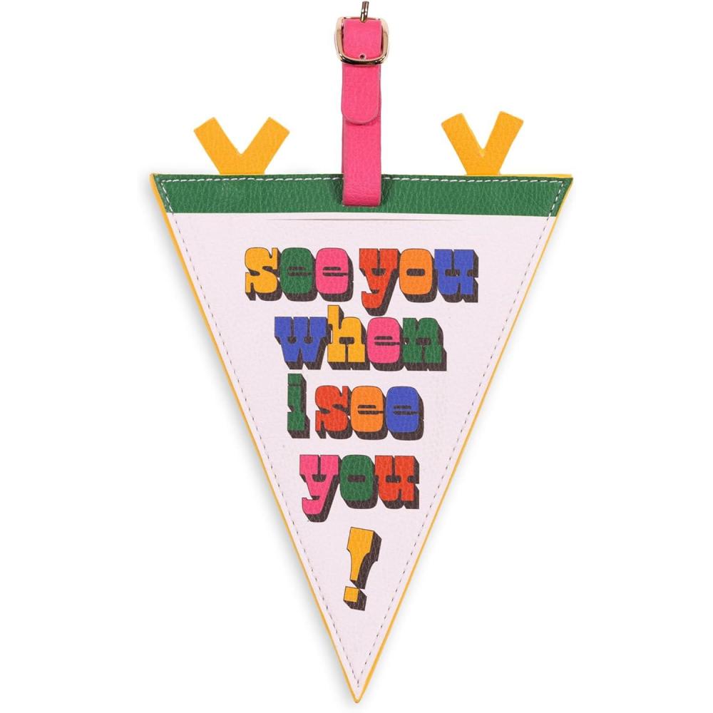 imagebando Getaway Vegan Leather Luggage Tag Large Novelty Luggage Identifier Cute Suitcase Tag Pennant