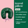ban.do Getaway Travel Pillow with Washable Cover, Green Neck Pillow for Sleeping in Airplanes or Cars, What a Dream