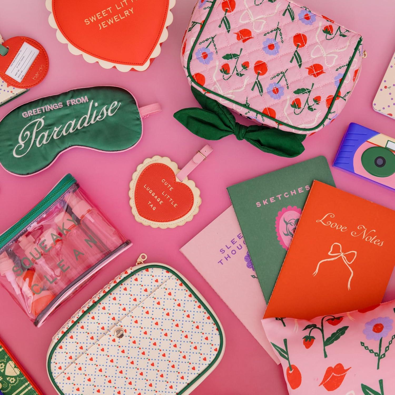 imagebando Getaway Quilted Toiletry Bag with Bow Handle Cherry Lips