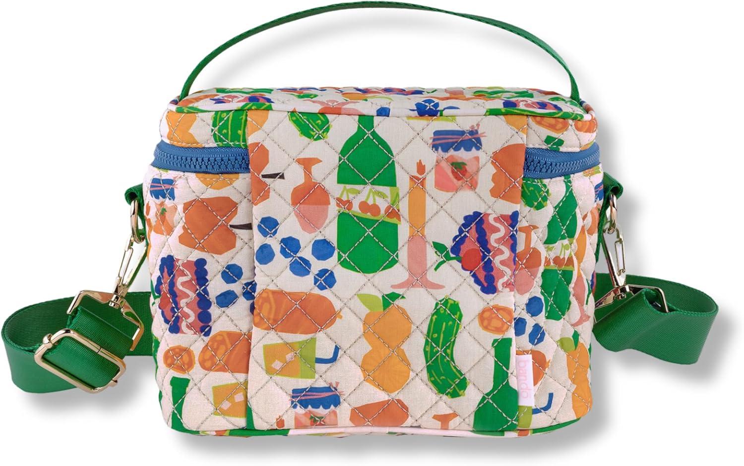 imagebando Cooler Lunch Bag Insulated Bag with Shoulder Straps for Adults Zipper ampamp Pocket Soft Sided Quilted Lunch Tote Cute Portable Lunch Bag Charcuturie Party