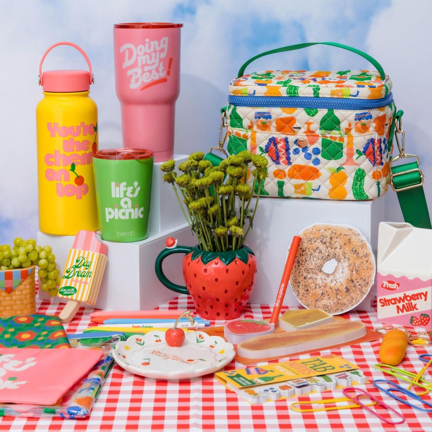 imagebando Cooler Lunch Bag Insulated Bag with Shoulder Straps for Adults Zipper ampamp Pocket Soft Sided Quilted Lunch Tote Cute Portable Lunch Bag Charcuturie Party