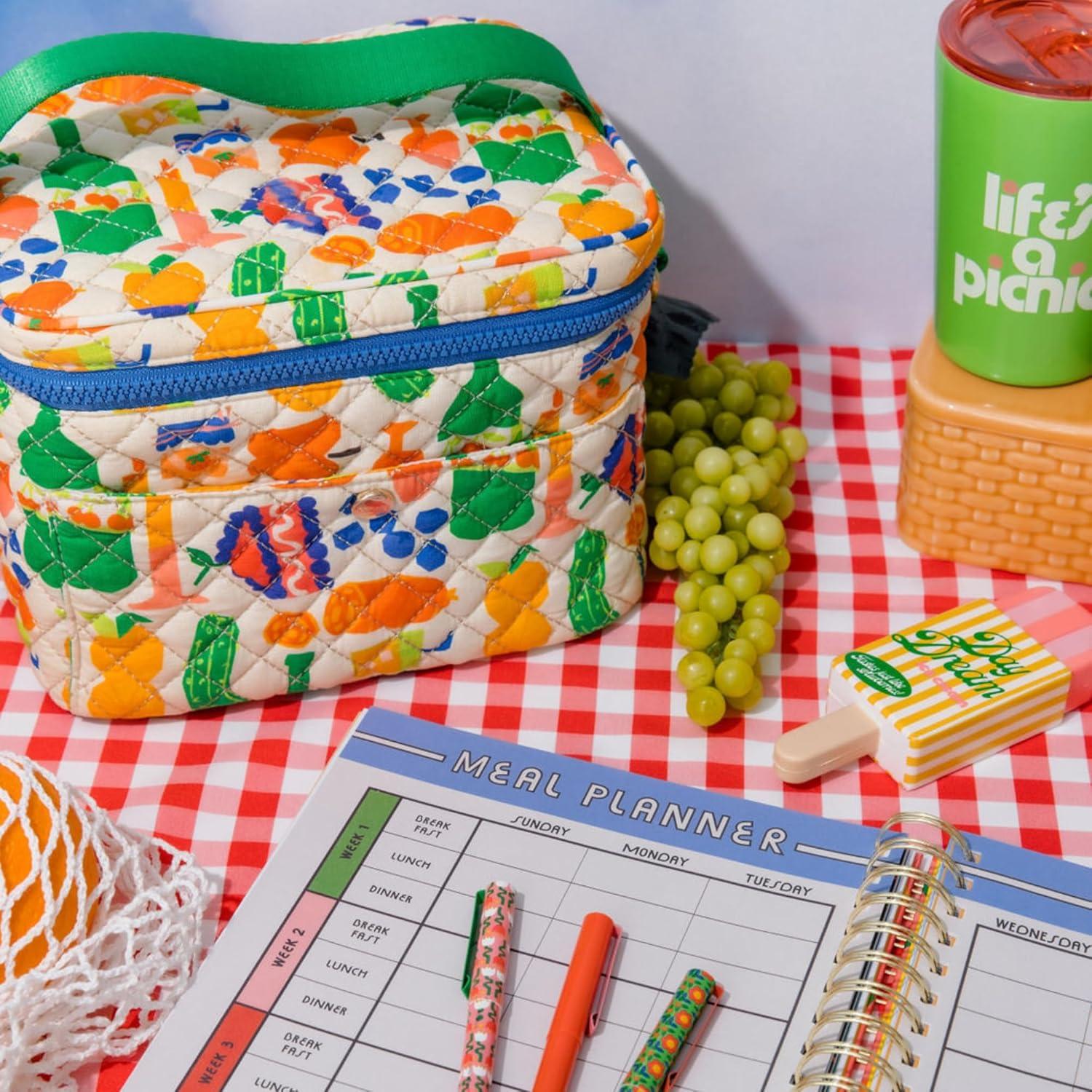 imagebando Cooler Lunch Bag Insulated Bag with Shoulder Straps for Adults Zipper ampamp Pocket Soft Sided Quilted Lunch Tote Cute Portable Lunch Bag Charcuturie Party