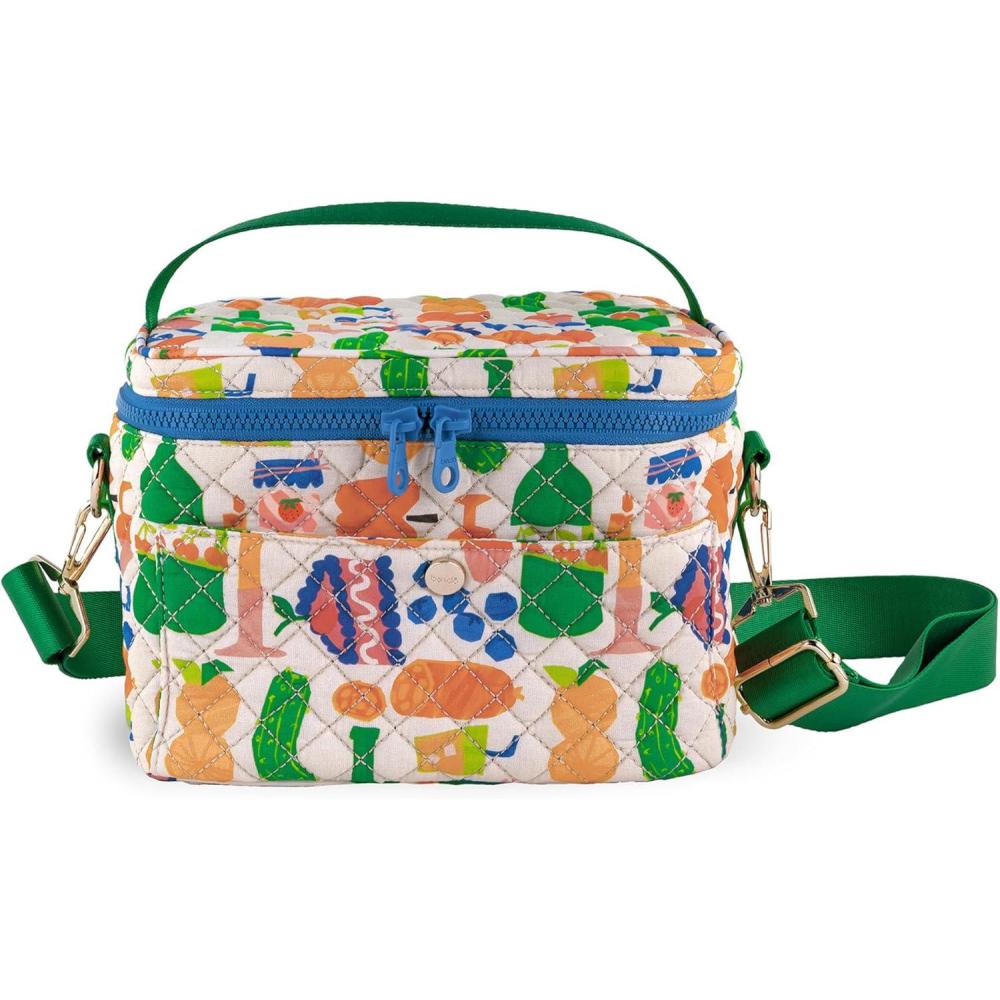 imagebando Cooler Lunch Bag Insulated Bag with Shoulder Straps for Adults Zipper ampamp Pocket Soft Sided Quilted Lunch Tote Cute Portable Lunch Bag Charcuturie Party