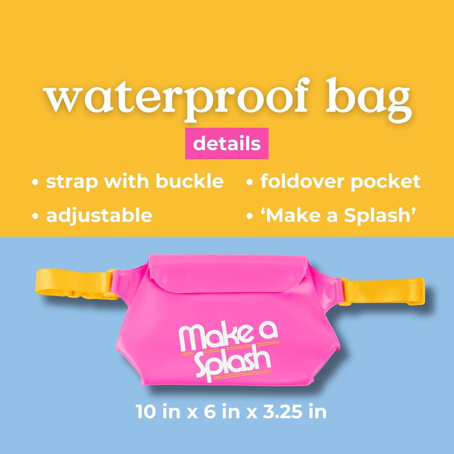 imagebando Pink Waterproof Bag 10quot x 6quot x 325quot Belt Bag with Buckle Strap and Foldover Pocket Make a Splash