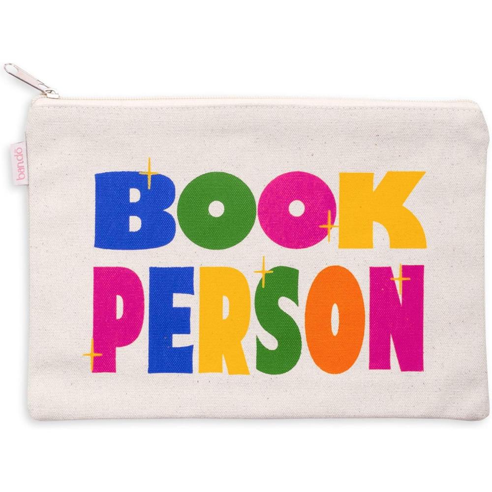 imagebando Canvas Pen and Pencil Case for Adults Small Zipper Pouch for OfficeArt Supplies Travel Toiletries Makeup Book Person