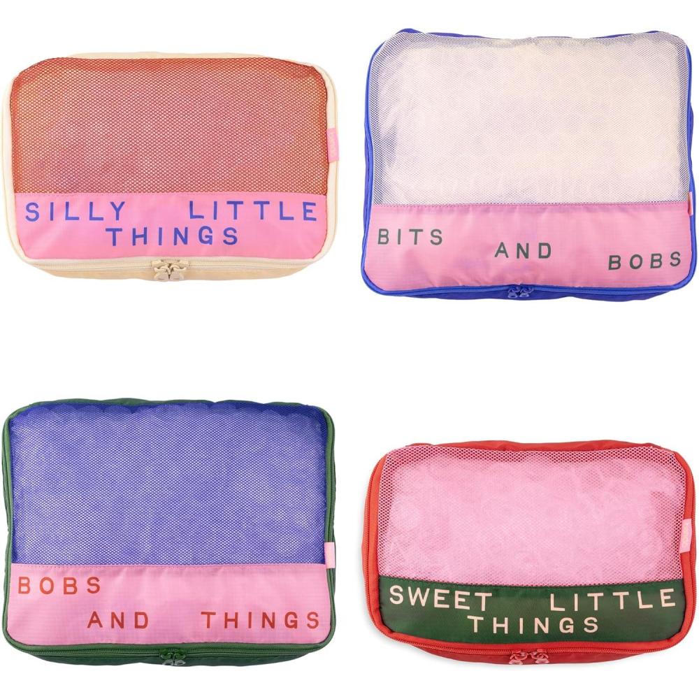 imagebando Getaway Polyester and Mesh Packing Cube Set Includes 4 Foldable Luggage Organizers in Various Sizes Bits and Bobs