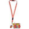 ban.do Colorful Zip ID Wallet, Badge Holder Zippered Pouch with Lanyard and Keychain, Black Stripes