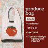 ban.do Crochet Produce Market Bag, Cotton Yarn Crocheted Tote, Pixelated Tomato
