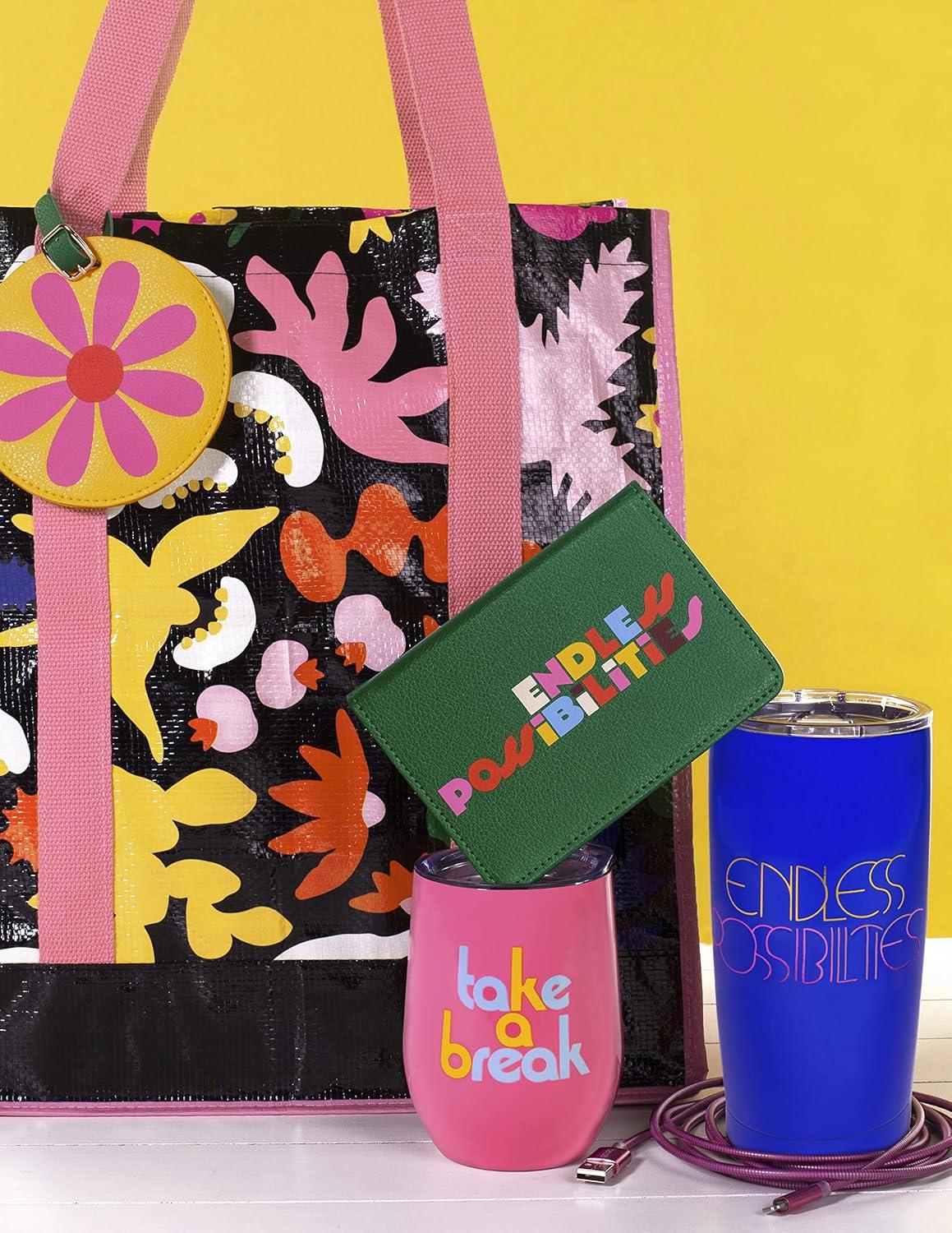 imagebando Wine Tumbler with Lid 12 Oz Insulated Cup Pink Stainless Steel Double Wall Tumbler Stemless Wine Glass Take a BreakTake a Break