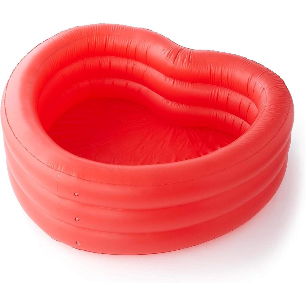 imageBando Red HeartShaped Inflatable Swimming Pool Large Blow Up Pool Fits 23 Adults Red Heart