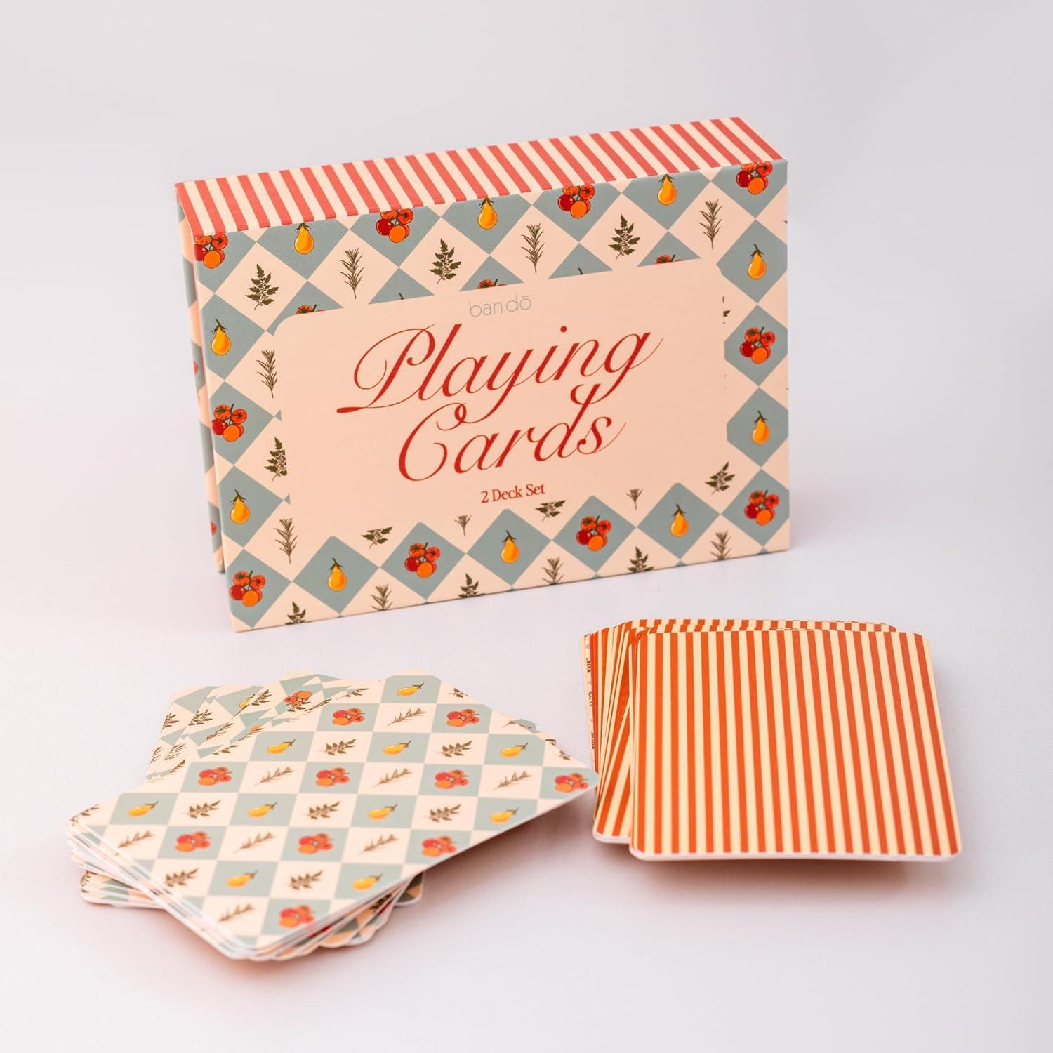 imagebando 2 Decks of Playing Cards 52Count Standard Card Deck with Case Cute Playing Cards in Decorative Storage Box GardenGarden