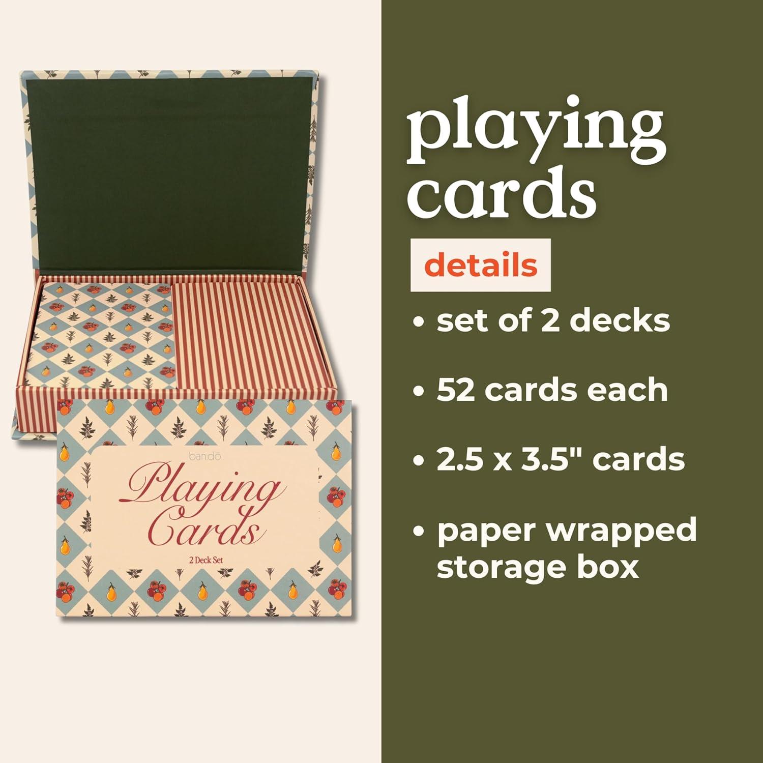 imagebando 2 Decks of Playing Cards 52Count Standard Card Deck with Case Cute Playing Cards in Decorative Storage Box GardenGarden