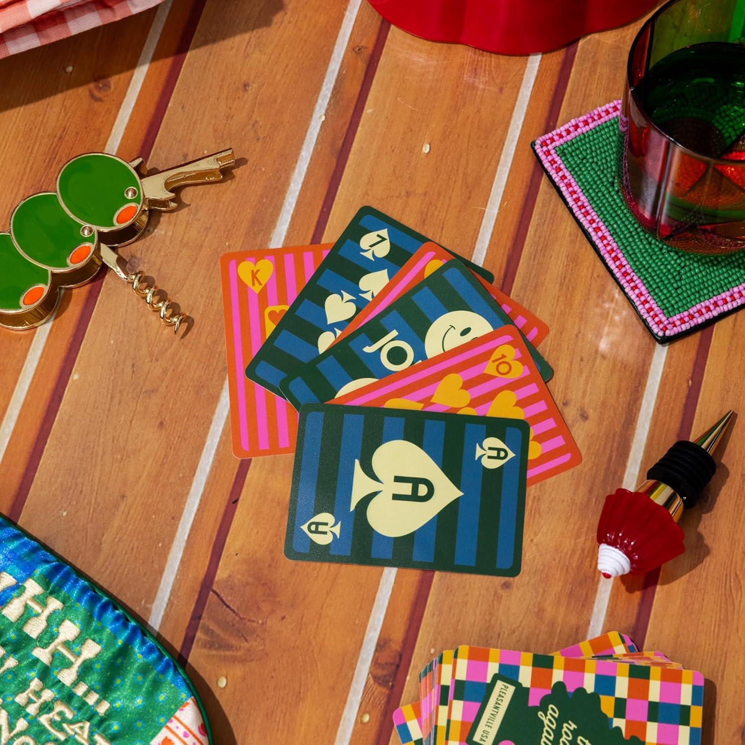 imagebando Game On Waterproof Playing Cards Standard 52 Deck of Cards Waterproof Cards with Storage Case Colorful Plaid