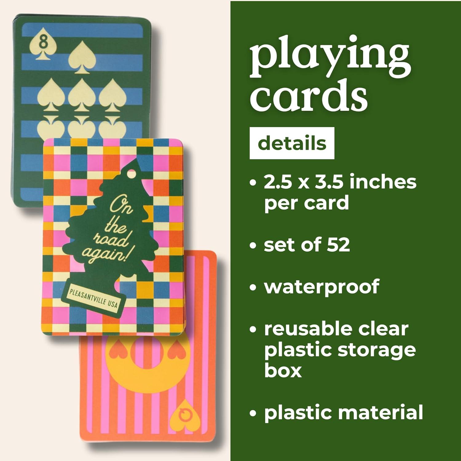 imagebando Game On Waterproof Playing Cards Standard 52 Deck of Cards Waterproof Cards with Storage Case Colorful Plaid