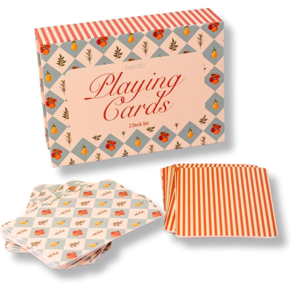 imagebando 2 Decks of Playing Cards 52Count Standard Card Deck with Case Cute Playing Cards in Decorative Storage Box GardenGarden