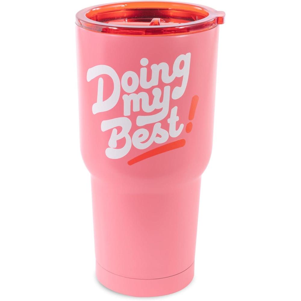 imagebando Stainless Steel Coffee and Water Travel Mug 30 Oz Insulated Tumbler with Lid Pink Metal Cup for Hot and Cold Drinks Doing My Best