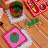 ban.do Beaded Coaster Set of 4, Colorful/Funky/Unique Coffee Table Decor, Quilt(Cocktails)