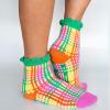 ban.do Non Slip Socks, Fuzzy Socks for Women Size 6-10, Crew Socks with Grippers, Colorful Grid