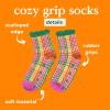 ban.do Non Slip Socks, Fuzzy Socks for Women Size 6-10, Crew Socks with Grippers, Colorful Grid