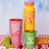 ban.do Stainless Steel Coffee and Water Travel Mug, 30 Oz Insulated Tumbler with Lid, Pink Metal Cup for Hot and Cold Drinks, Doing My Best