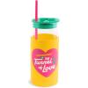 ban.do Glass Tumbler with Straw and Lid, 20 Ounce Coffee Glass Cup, Glass Water Bottle with Silicone Sleeve, Cute Reusable Coffee Cup (Tunnel of Love)