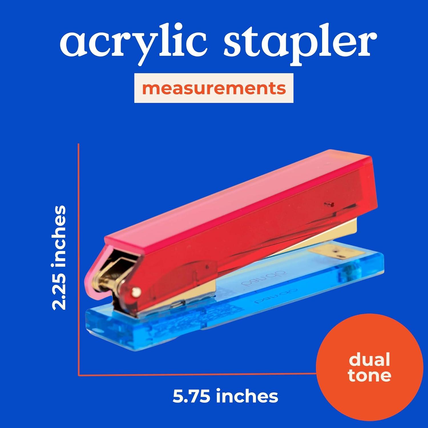 imagebando Cute Acrylic Stapler FunUniqueColorful Desk Accessories for WorkOffice Colorblock