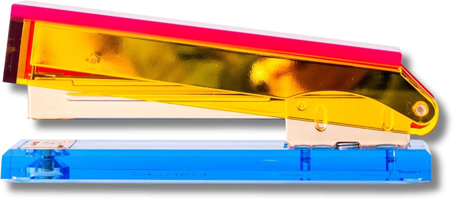 imagebando Cute Acrylic Stapler FunUniqueColorful Desk Accessories for WorkOffice Colorblock