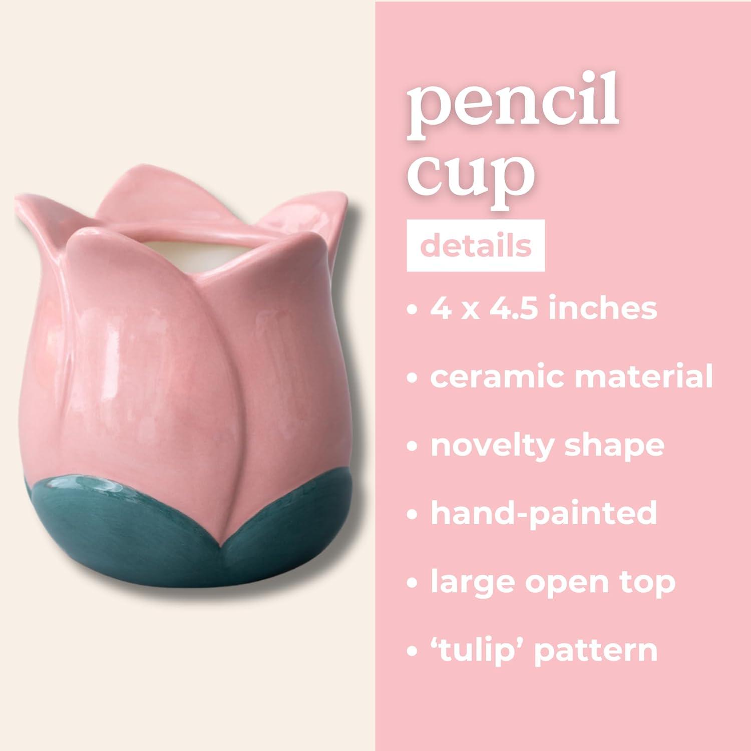 imagebando Cute Flower Vase for Coffee Table DecorCenterpiecesDining Table Small Unique Ceramic Vase TulipPink