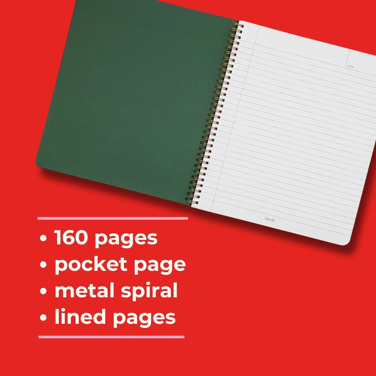 imagebando Floral Rough Draft Large Spiral Notebook 11quot x 9quot with Pockets and 160 College Ruled Pages Strawberry FieldsCherry Hearts