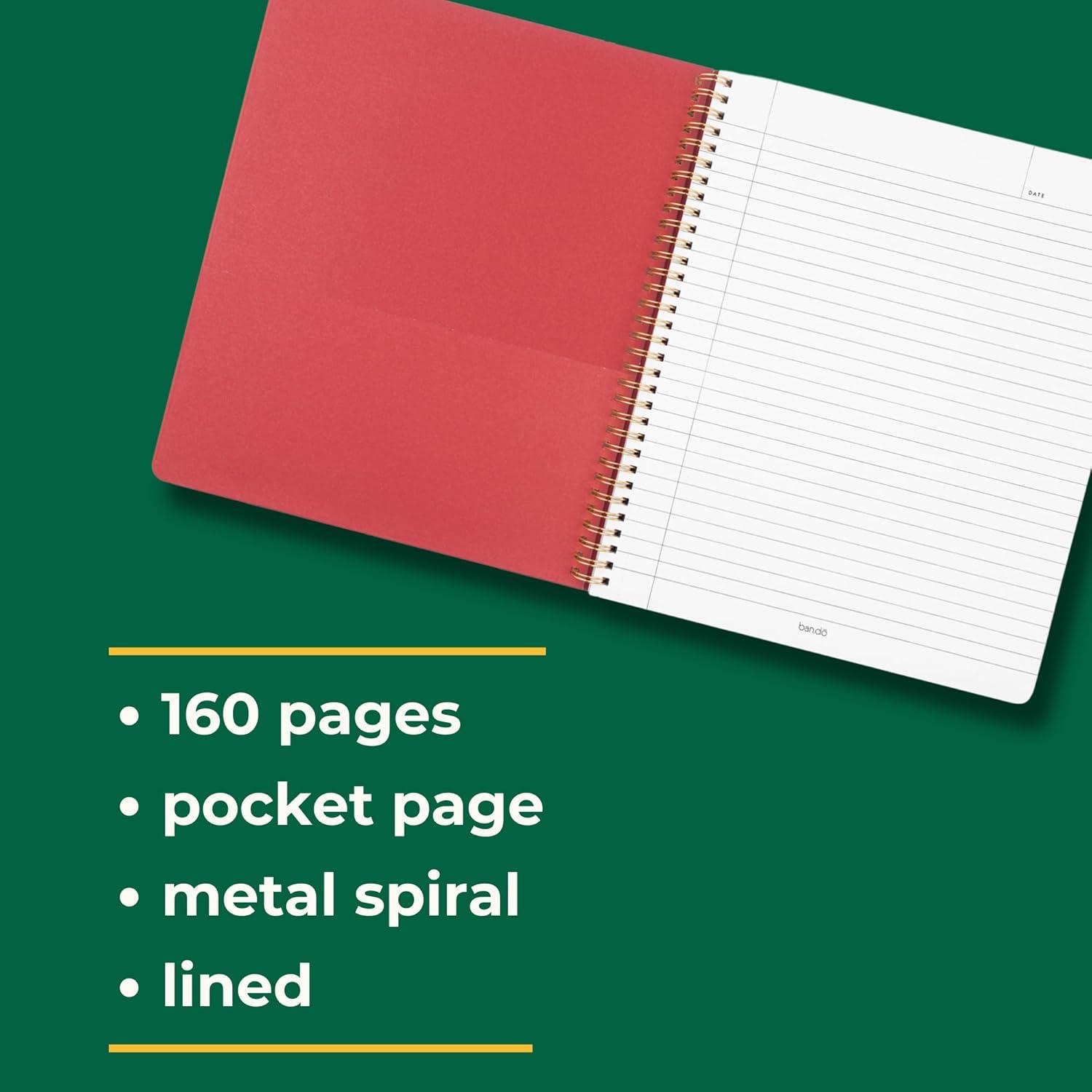 imagebando Floral Rough Draft Large Spiral Notebook 11quot x 9quot with Pockets and 160 College Ruled Pages Strawberry FieldsFloral Stripe