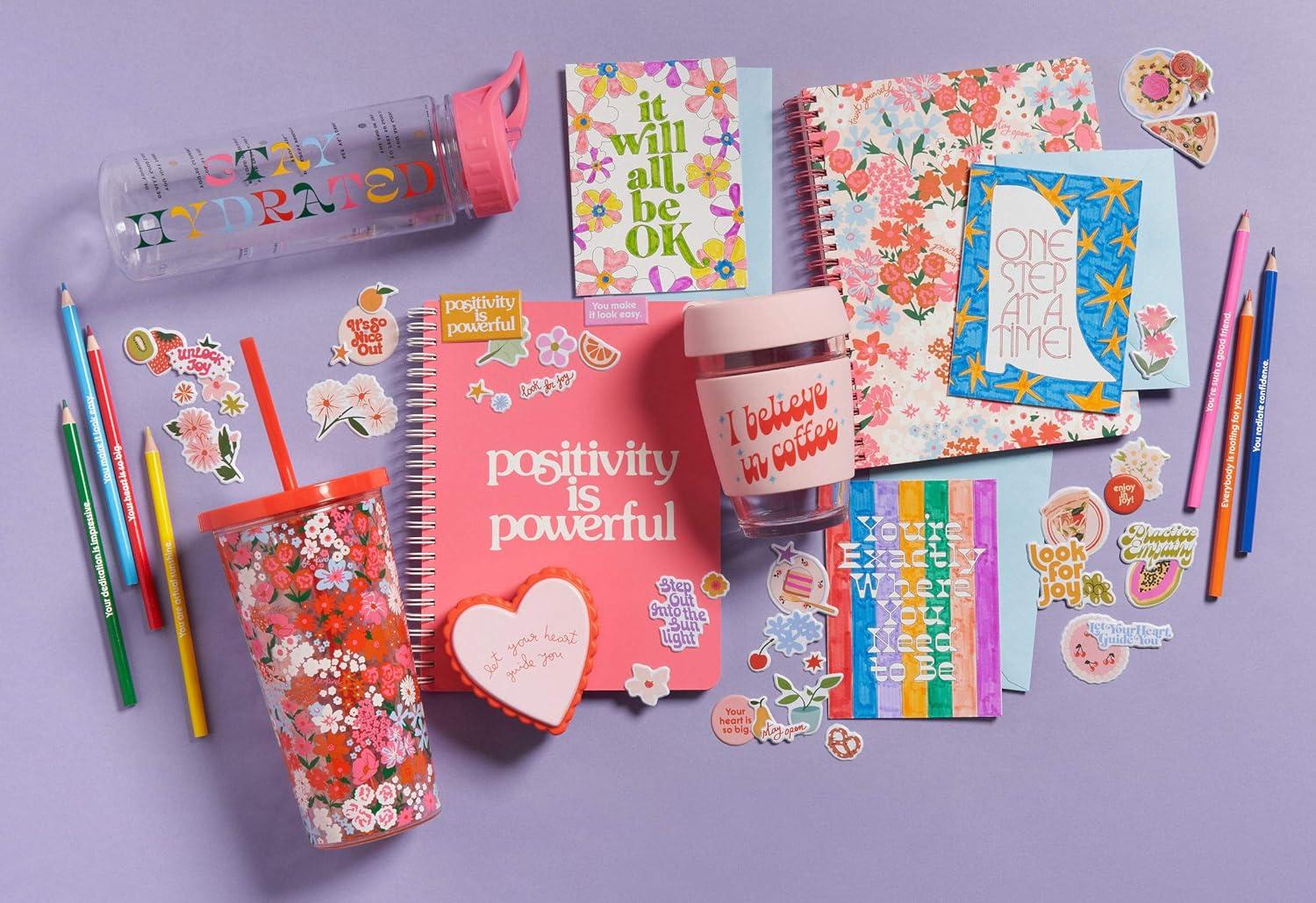 imagebando Green Floral Rough Draft Mini Spiral Notebook 9quot x 7quot with Pockets and 160 Lined Pages SuperbloomSecret Garden