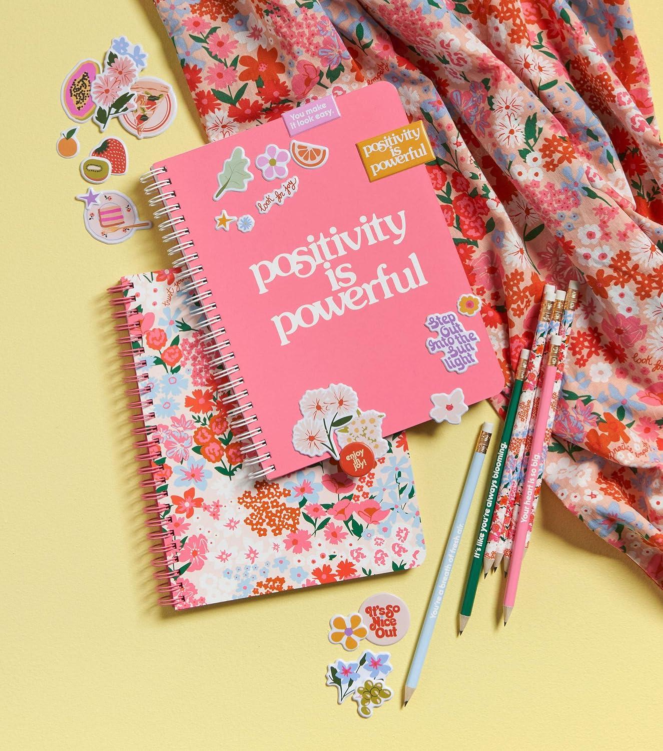 imagebando Green Floral Rough Draft Mini Spiral Notebook 9quot x 7quot with Pockets and 160 Lined Pages SuperbloomSecret Garden