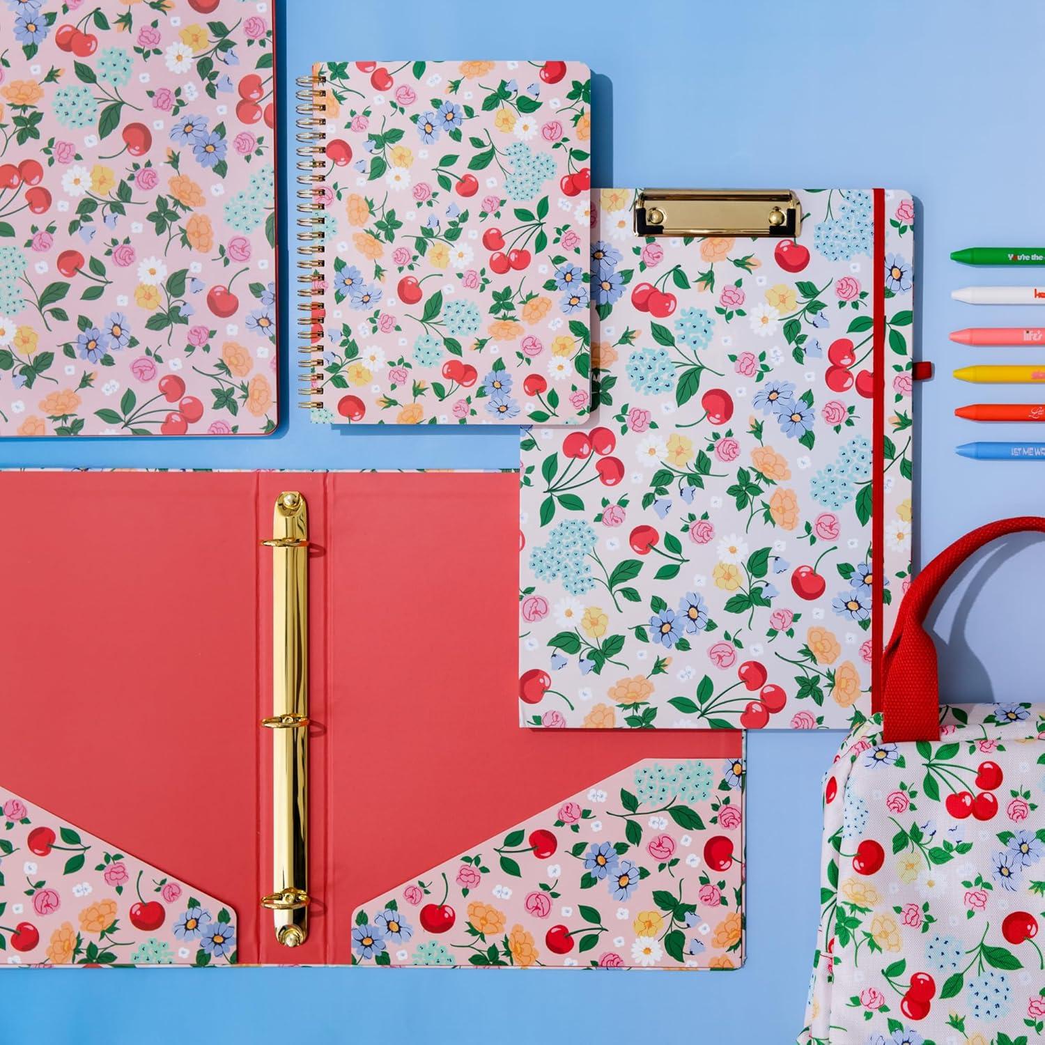 imagebando Rough Draft Mini Spiral Fruit Patterned Notebook 85quot x 675quot Journal with Pockets and 160 Lined Pages Flowers and FruitFlowers and Fruit