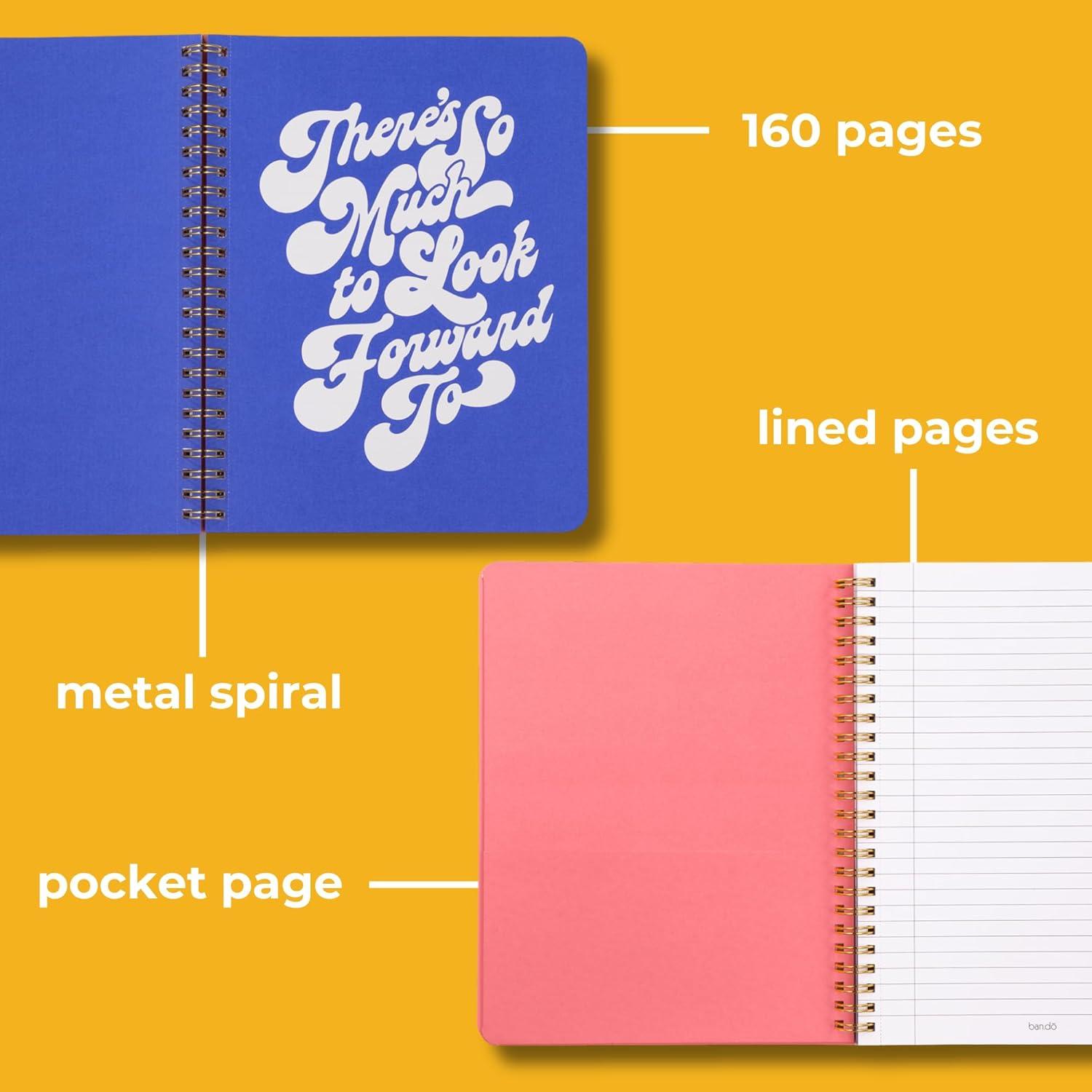 imagebando Rough Draft Mini Spiral Fruit Patterned Notebook 85quot x 675quot Journal with Pockets and 160 Lined Pages Flowers and FruitNavy Star Floral