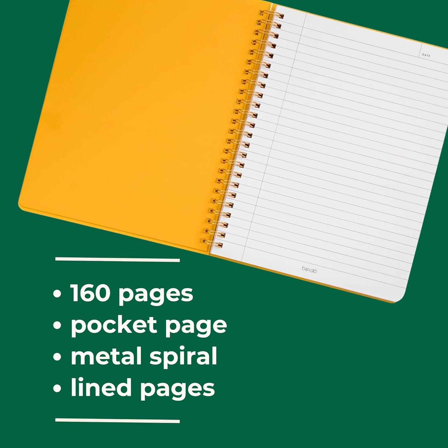 imagebando Rough Draft Mini Spiral Notebook with Pattern 85quot x 675quot Journal with Pockets and 160 Lined Pages Mid Century StripeQuilt