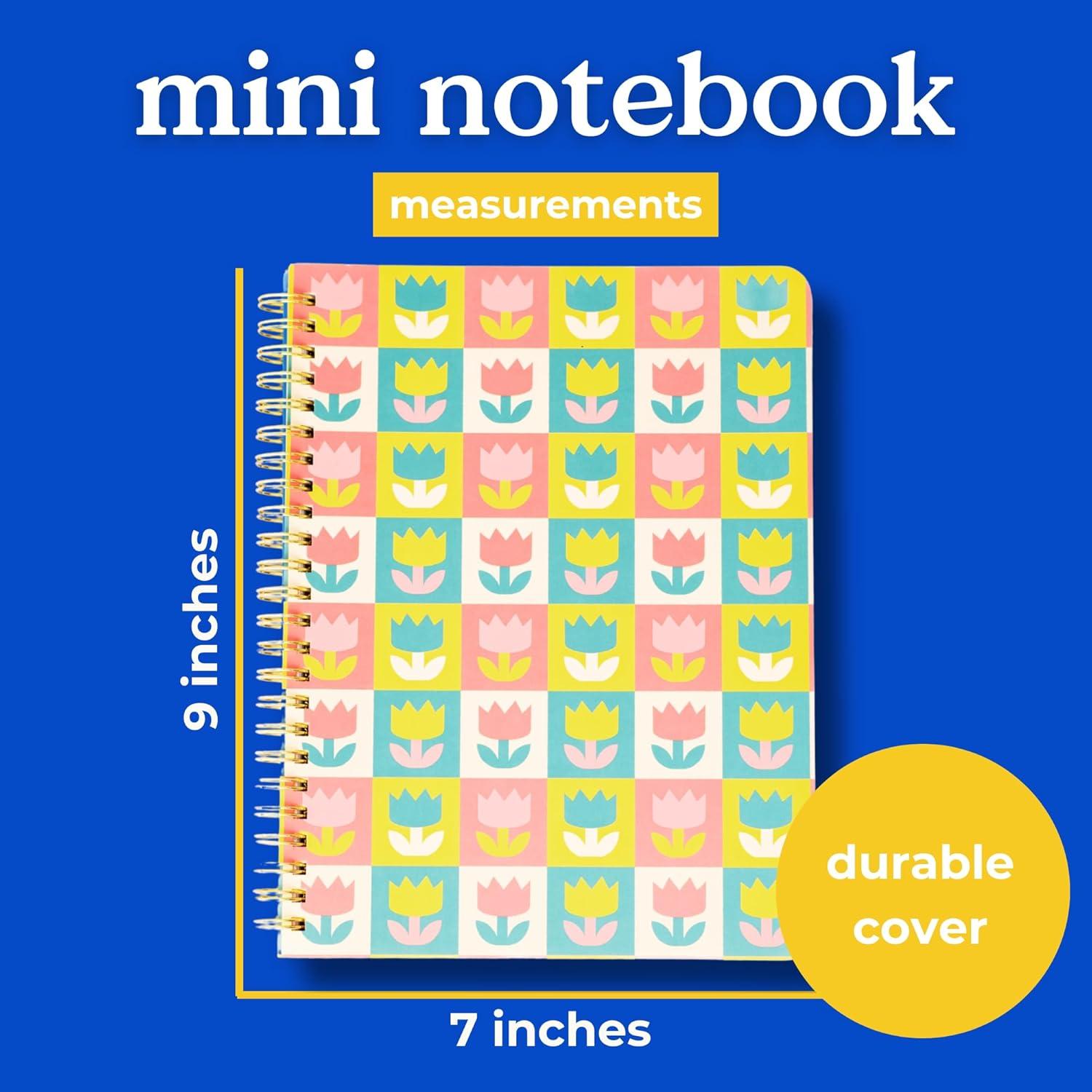 imagebando Rough Draft Mini Spiral Notebook with Saying 85quot x 675quot with Pockets and 160 Lined Pages Tulips
