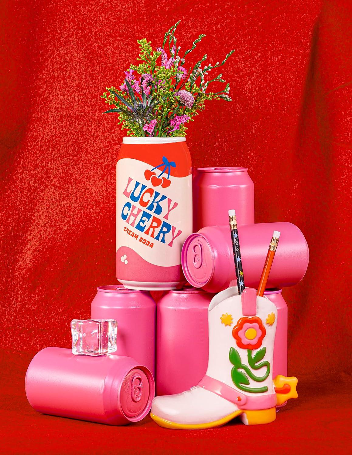 imagebando Small Cowboy Boot Vase Cute Cowgirl Boot Vase Colorful Ceramic Shelf Decor for Home or Office UniqueQuirkyFunkyFun Flower Doubles as Pencil Cup Giddy Up