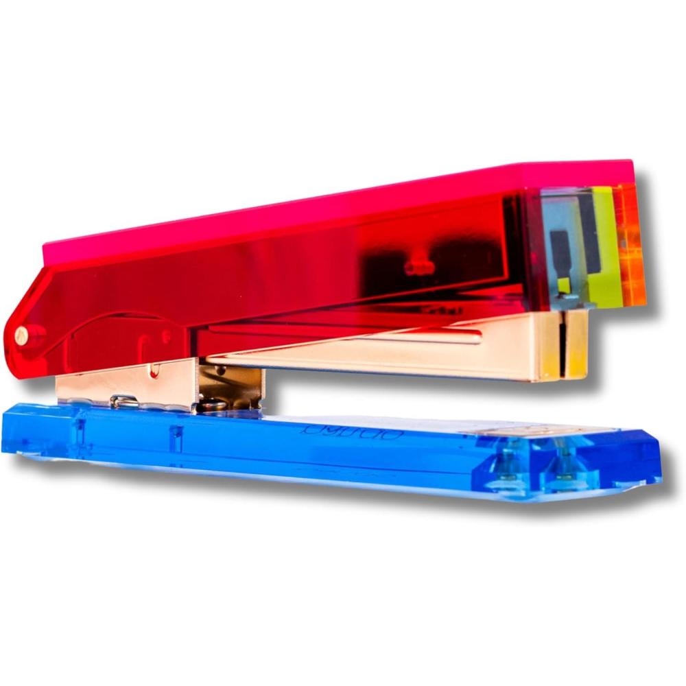 imagebando Cute Acrylic Stapler FunUniqueColorful Desk Accessories for WorkOffice Colorblock