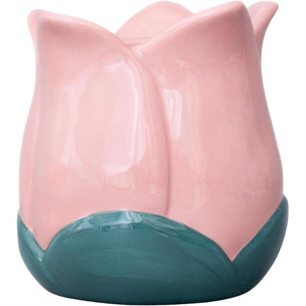 imagebando Cute Flower Vase for Coffee Table DecorCenterpiecesDining Table Small Unique Ceramic Vase TulipPink